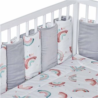 Tour De Lit Modulable Et Reversible Rainbow Gris Pour Lit Bebe De 60x1 Ou 70x140 Cm Tour De Lit Achat Prix Fnac