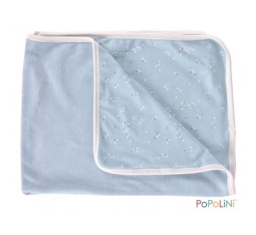 POPOLINI - Couverture Velours de Coton bio - 90 x 70 cm Bleu