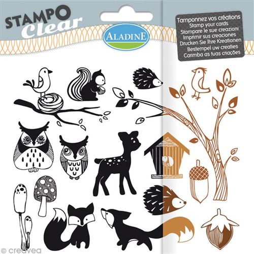 Tampon clear Aladine - Forêt - Planche 15 x 12,5 cm - 16 Stampo'clear