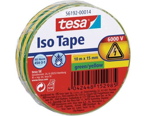 Ruban Isolant Tesa 56192-14-02 Vert, Jaune (L X L) 10 M X 15 Mm 1 Pc(S)