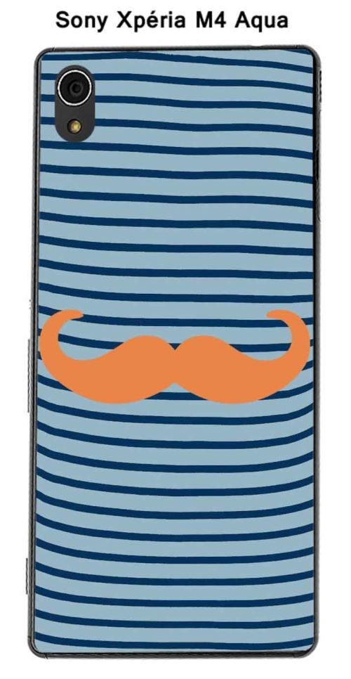 Coque Marinière Moustache - 1 Tangerine pour Sony Xpéria M4 Aqua