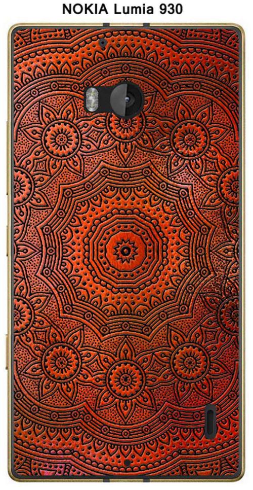 Coque Nokia Lumia 930 design Mandala rosace Orange & Noir