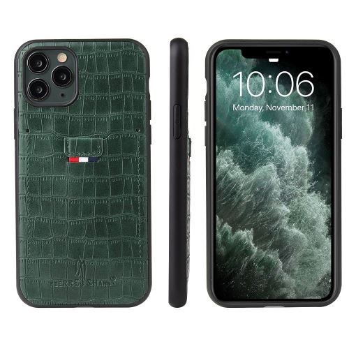 Coque en TPU + PU conception de crocodile vert pour votre Apple iPhone 11 Pro Max 6.5 pouces
