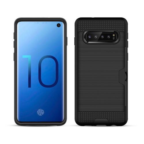 Coque en TPU hybride avec lecteur de carte noir pour votre Samsung Galaxy S10