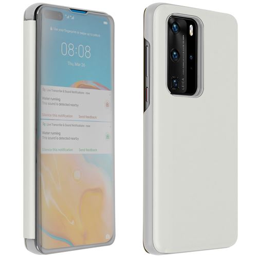Housse pour Huawei P40 Pro Clapet translucide Design Miroir Support Vidéo argent