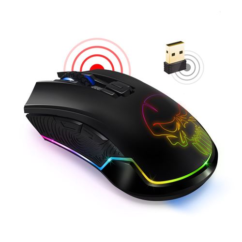 Souris sans fil pour gamer ELITE-EM20 - droitier - capteur optique 4800dpi - 6 boutons programmables - rétro-éclairage RGB