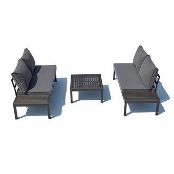 Lolea Salon De Jardin Aluminium Et Acier Gris Fonce Mobilier De Jardin Achat Prix Fnac