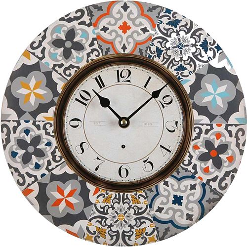 Versa - Horloge en bois avec imprimés Alfama 29 cm