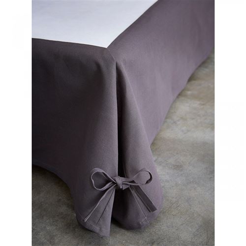 Cache sommier intégral coton anthracite 160x200