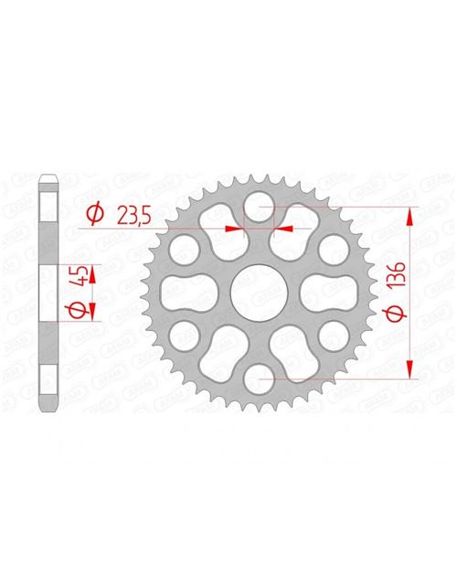 Couronne AFAM 45 dents acier standard pas 428 type 12325
