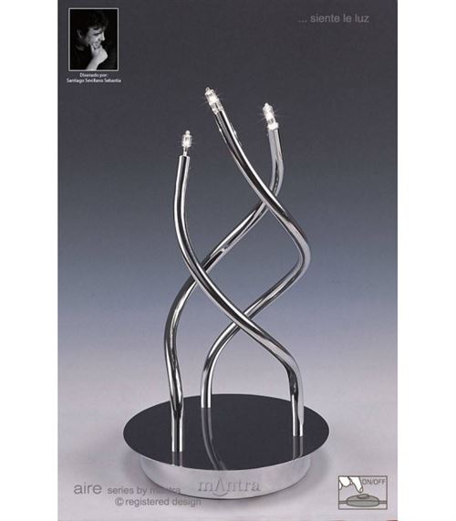Lampe de Table Aire 3 Ampoules G4, chrome poli hauteur 35 Cm