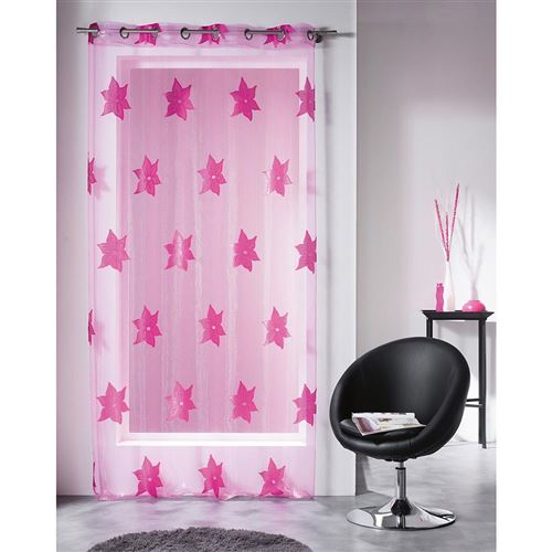 Voilage à oeillets 140x240cm Organza Jacquard Ilia Fuchsia