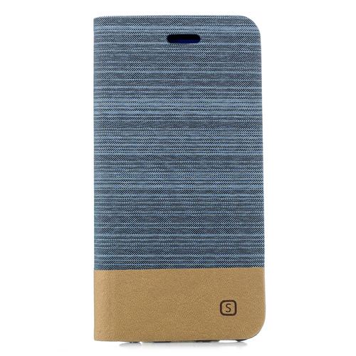 Etui en PU toile bicolore bleu bébé pour votre Huawei Mate 20 Lite/Maimang 7