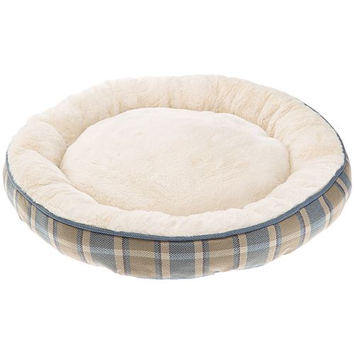 Ferplast couchage rond pour chiens et chats LAGOON 50, coussin pour animaux, fourrure douce et écologique, lavable, Ø 53 x 10 cm, bleu