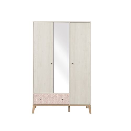 Armoire 3 portes 1 tiroir Alika - Châtaignier Blanchi