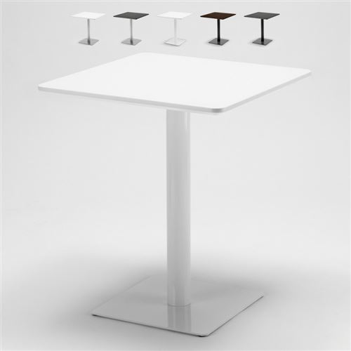 Table 60x60 carrée avec pied central pour bar bistrots Horeca, Couleur: Blanc - Blanc