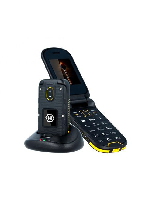 myphone hammer bow+ negro amarillo móvil resistente ip68 3g dual sim 2.4'' cámara 2mp bluetooth incluye base de carga