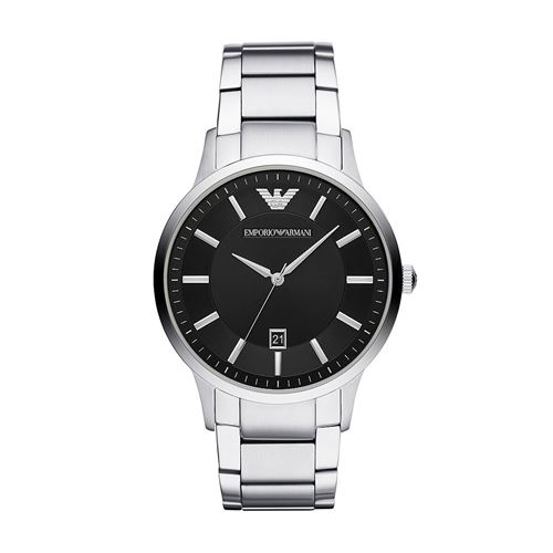 Montre Emporio Armani à trois aiguilles en acier inoxydable avec date pour homme
