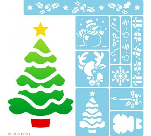 Pochoir enfant Noël - Set de 10 pochoirs