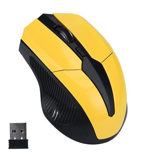 Souris de jeu sans fil Récepteur USB optique 2,4 GHz PC pour ordinateur portable - Jaune