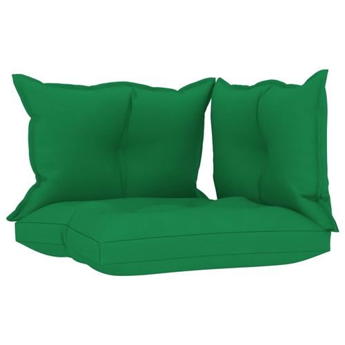 Coussins de Canapé Palette Tissu en Polyester 100 % 3 Pcs - Vert