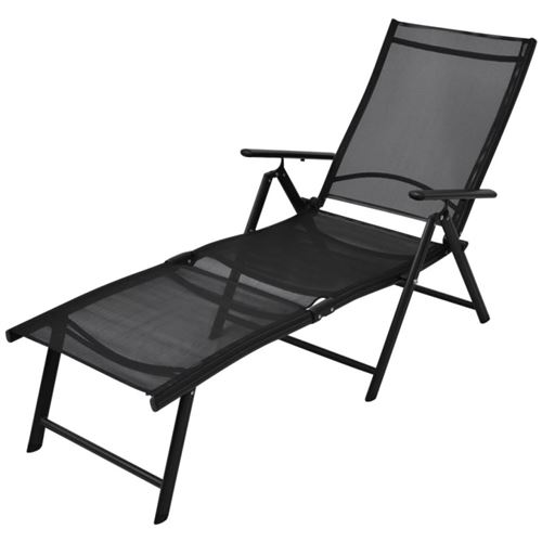 Vidaxl - Chaise longue pliable Aluminium Noir Noir