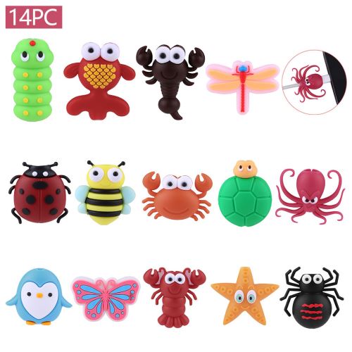14pcs ligne Bite pour Iphone cordon enrouleur de câble Téléphone animal Accessoire protecteur