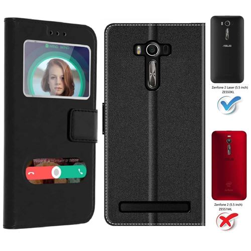 Etui de protection double fenêtre pour ASUS Zenfone 2 Laser ZE550KL - Noir