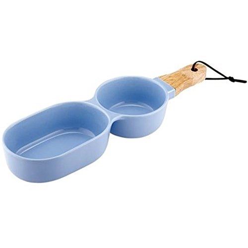 Ladelle bol a apéritif a 2 compartiments - bleu - porcelaine et bambou - 34,5 x 9,5 x 4,8 cm 61120