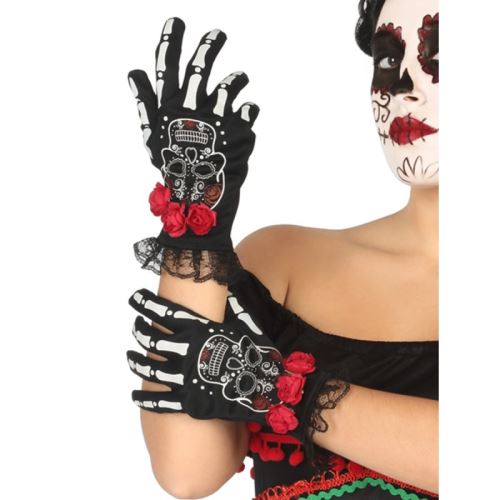 gant dia de los muertos femme dentelle deguisement halloween carnaval