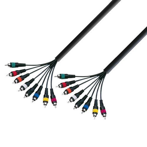 Adam Hall Cables K3L8CC0300 Série 3 Star Câble Multipaire 8 x RCA Mâle vers 8 x RCA Mâle 3 m