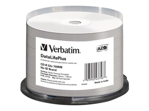 Verbatim DataLifePlus Professional - CD-R x 50 - 700 Mo - support de stockage