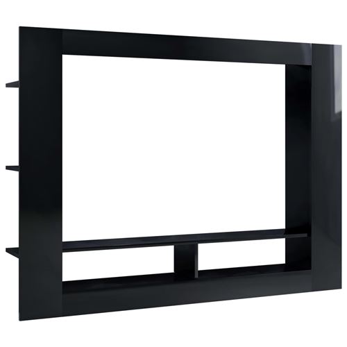 vidaXL Meuble TV Noir brillant 152x22x113 cm Aggloméré
