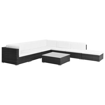 Vidaxl Mobilier De Jardin 8 Pcs Avec Coussins Resine Tressee Noir