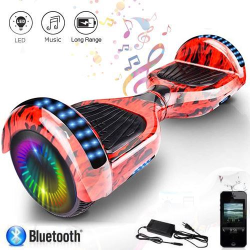 Hoverboard bluetooth 6.5 pouces roues led light puissance 700W blanc avec sac de transport et télécommande