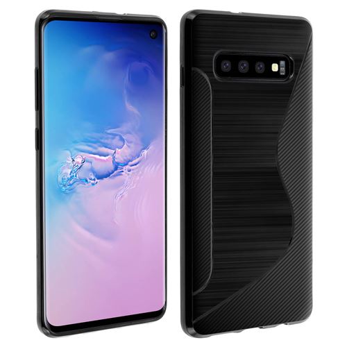 Coque Galaxy S10 S-Line Effet Brossé Carbone Silicone Souple Résistant Noir Mat