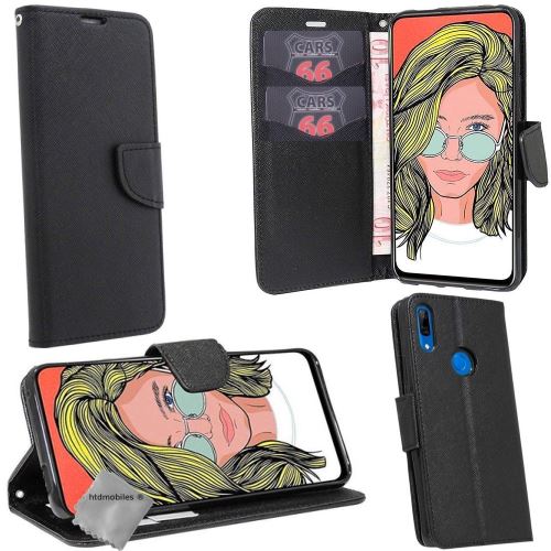 Housse etui coque pochette portefeuille pour Huawei P Smart Z avec film ecran - NOIR / NOIR