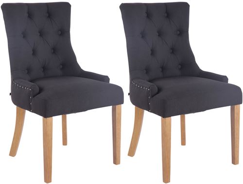 CLP Lot de 2 chaises de salle à manger Aberdeen en tissu , Noir /Antique clair
