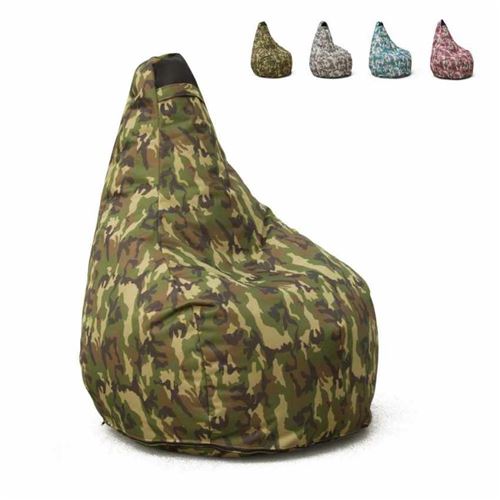 Pouf Fauteuil Pouf sac à Poire pour Extérieur Imperméable Mimétiques Made in Italy Summer Camouflage, Couleur: Army