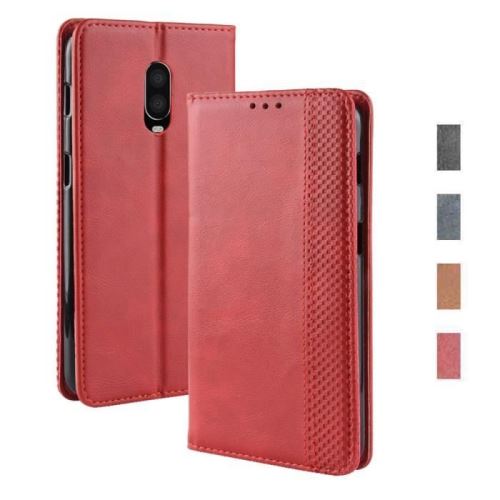 Coque OnePlus 6T, Etui Portefeuille Fermeture Magnétique Stand Protection Housse Pour OnePlus 6T A6013  - Rouge