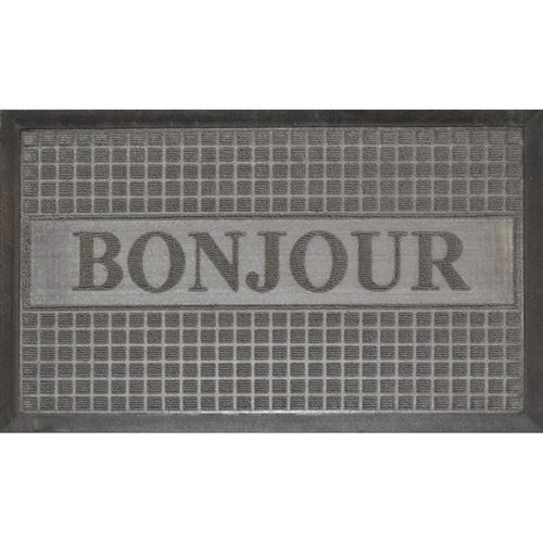 SUPPRIMER Tapis rectangulaire - L 75 x 45 cm - PVC - Bonjour Gris