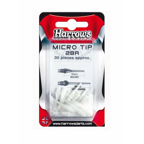 30 pointes de rechange pour fléchettes nylon Micro Tip blanches