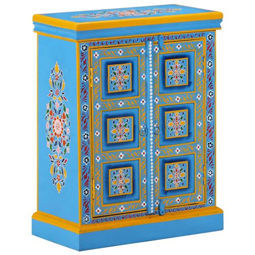 vidaXL Wandkast handgeschilderd massief mangohout turquoise