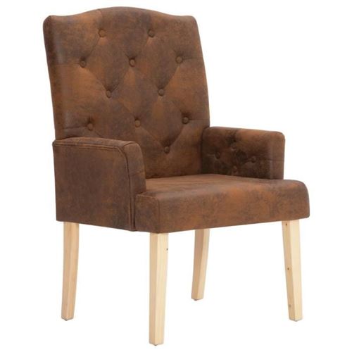 vidaXL Chaise de canapé Marron Similicuir daim
