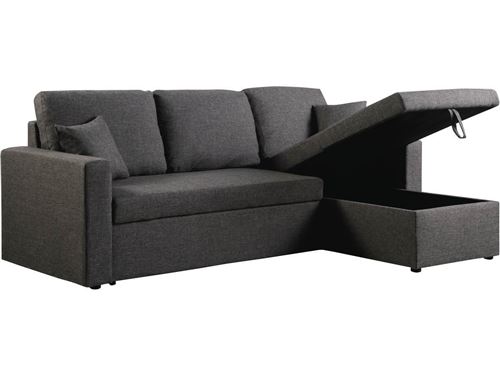 canapé d'angle convertible alain - 221 x 145 x 85 cm - 3 places - gris