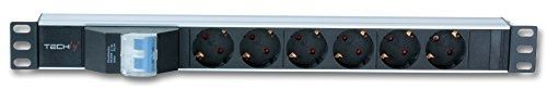 Multiprise pour rack 19 6 places avec magnéto-thermique type allemand techly 100471