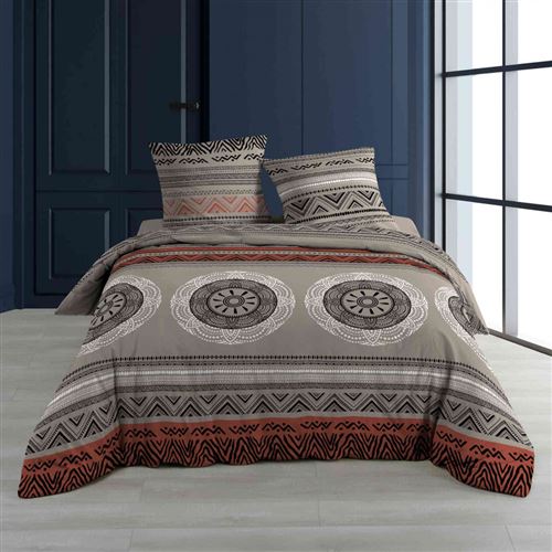 Parure de lit Linake taupe 240x220 cm