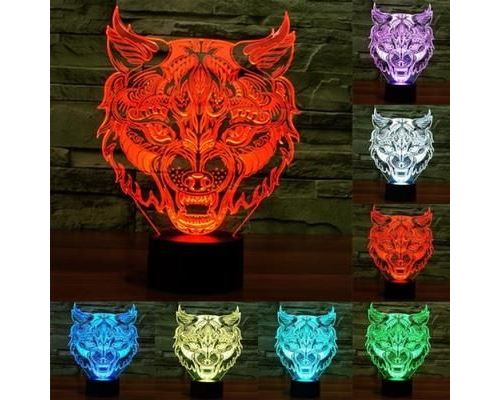 Lampe LED Forme Tigre Luminaire Illusion 3D 7 Couleurs Tactile - YONIS