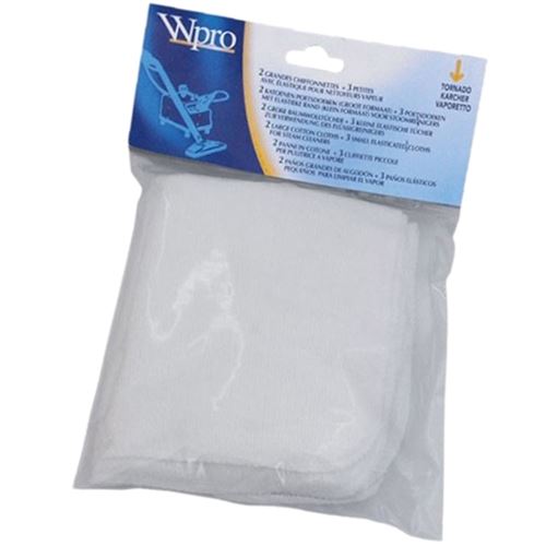 Pack de 2 grandes chiffonnettes et de de 3 petites chiffonnettes Wpro CSC239 pour nettoyeur vapeur