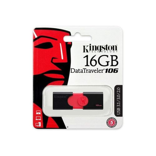 KINGSTON  DataTraveler 106 - Cl&eacute; USB - 64 Go - USB 3.1 Gen 1 - Noir sur rouge